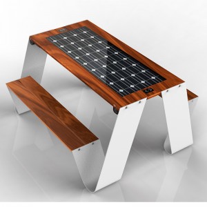 Új design kültéri piknik napelemes bútorok Smart Park asztali szett