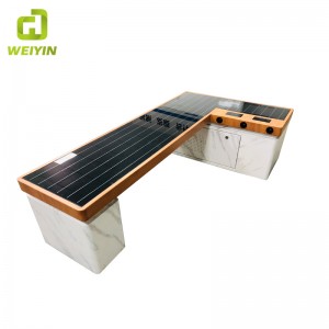 Modern kialakítású intelligens napelemes telefonos bútorok háttér nélküli fémpadhoz kültéri használatra